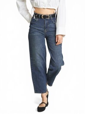 Oliver Logan Harlow Dark Aged Vintage Mid Rise Barrel Leg Jeans Women Sz 27 NWT